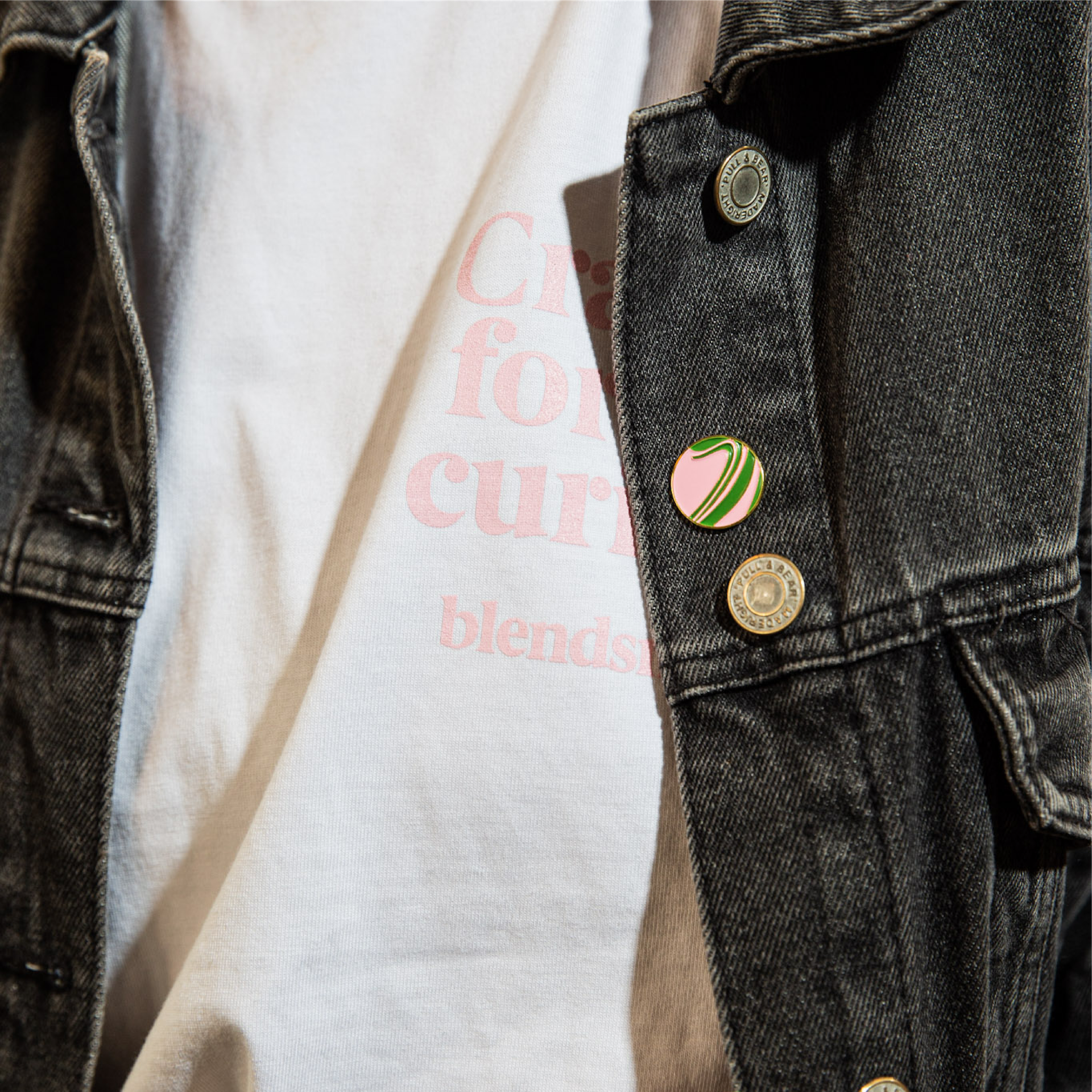 Pink & Green Swirl Pin Badge